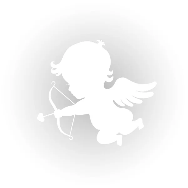 キューピッドグラフィックアイコン 灰色の背景に弓と矢印の記号を持つアミュール 愛のシンボル ベクターイラスト — ストックベクタ