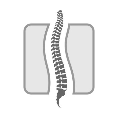 Omurga insan grafik ikonu. Omurga işareti beyaz arka planda izole edildi. Logo. Vektör illüstrasyonu 