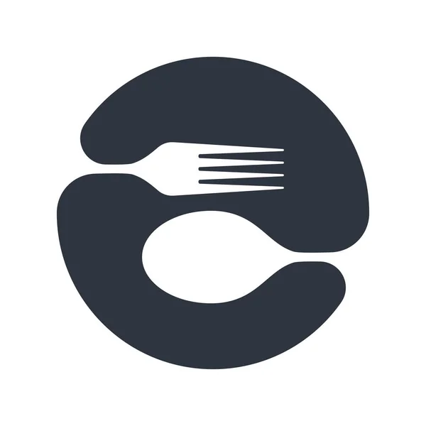 Cuillère Fourchette Sur Assiette Panneau Couvert Isolé Sur Fond Blanc — Image vectorielle