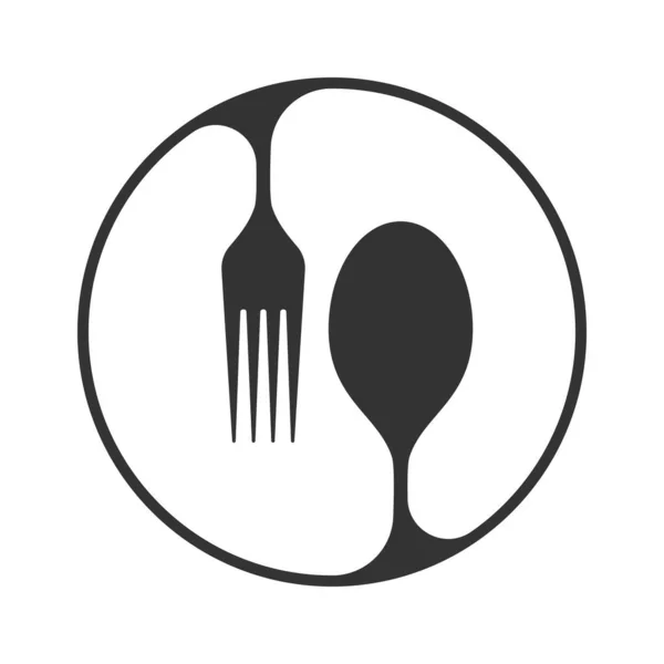Lepel Vork Het Bord Bestekbord Geïsoleerd Witte Achtergrond Restaurant Menu — Stockvector