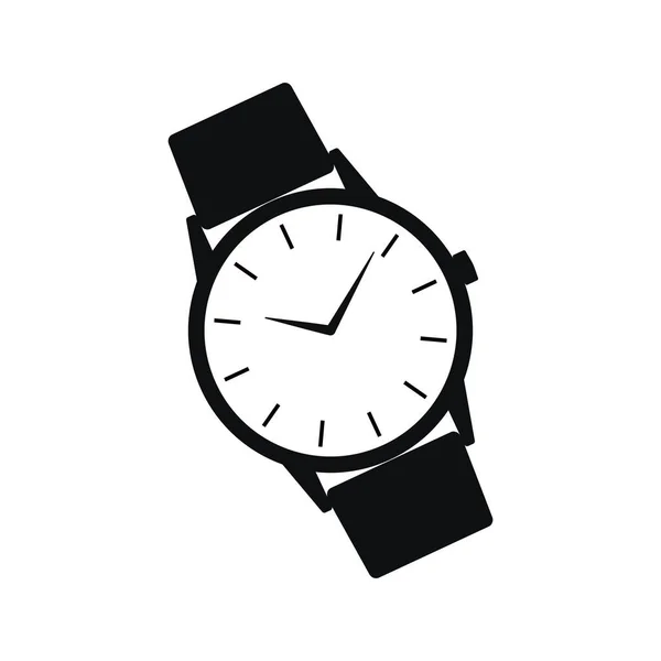 Наручний Годинник Графічної Піктограми Дивіться Знаком Смуги Ізольовано Білому Тлі — стоковий вектор