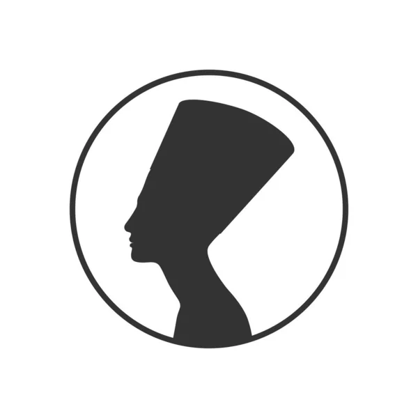 Царица Нефертити Древнего Египта Графическая Икона Силуэт Нефертити Круге Изолирован — стоковый вектор
