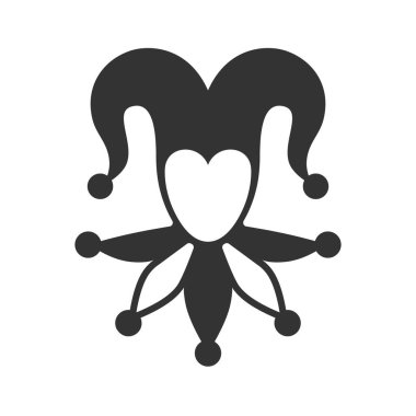 Joker grafik simgesi. Soytarı şapkası işareti beyaz arka planda izole edilmiş. Soytarı sembolü. Vektör illüstrasyonu