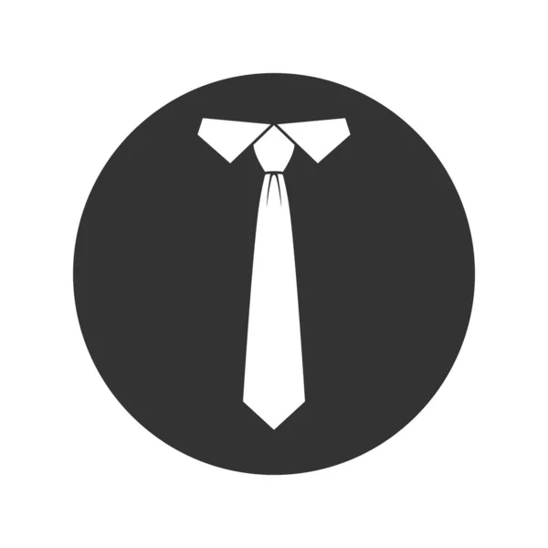 黒のグラフィックアイコンをネクタイ フラットデザインの白い背景に隔離された円内のネクタイサイン ベクターイラスト — ストックベクタ