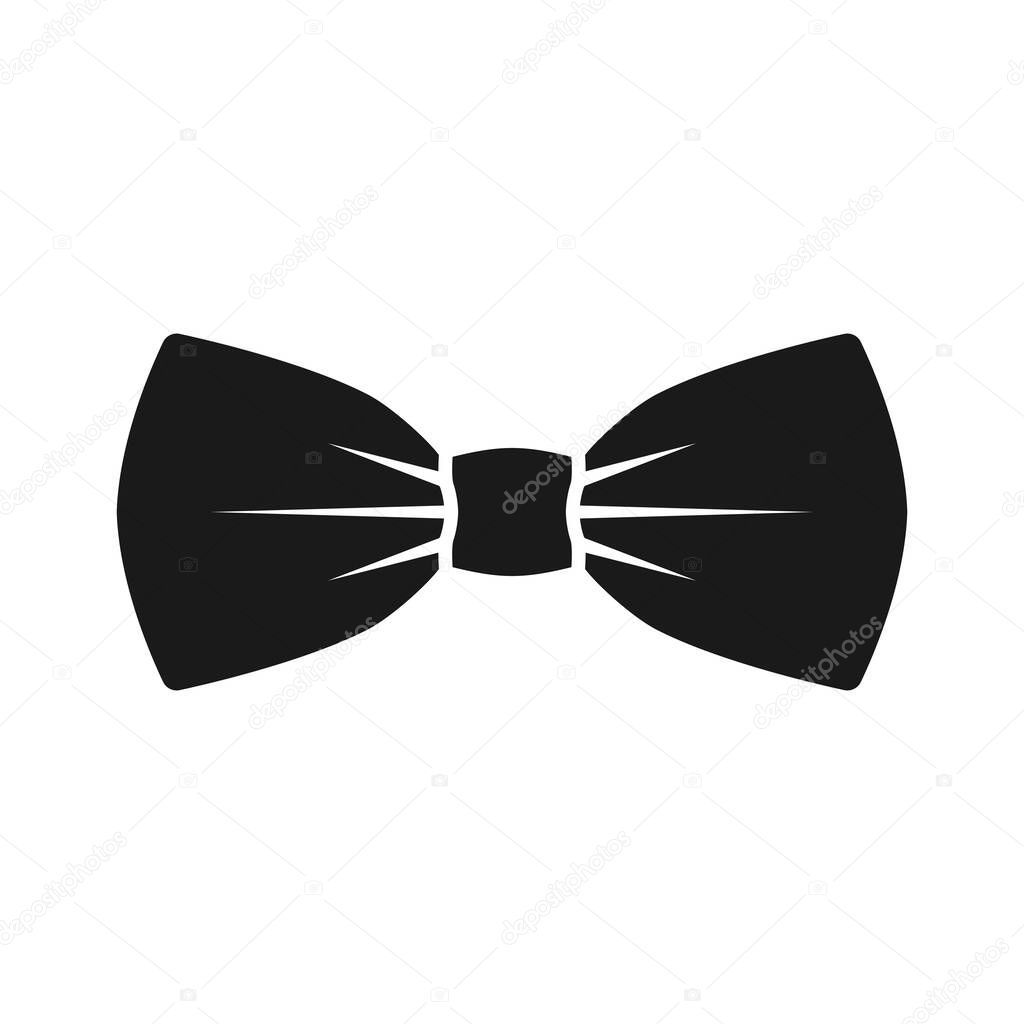 Black bow tie icon. Isolated sign bow tie on white background in flat design. Vector illustration