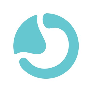 Mide insan grafik ikonu. Çemberdeki sembol beyaz arkaplanda izole edilmiş. Vektör illüstrasyonu