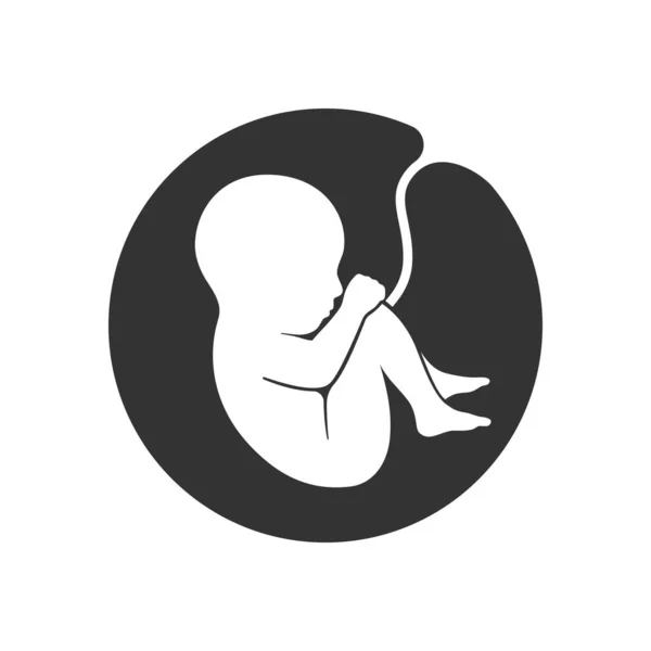 Γραφική Εικόνα Εμβρύου Έμβρυο Ανθρώπινο Σημάδι Στον Κύκλο Απομονωμένο Λευκό — Διανυσματικό Αρχείο