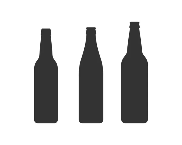 Bierflaschen Symbole Gesetzt Bierflaschen Unterschiedlicher Größe Und Volumen Isoliert Auf — Stockvektor