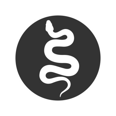 Yılan grafik simgesi. Çemberdeki yılan işareti beyaz arka planda izole edilmiş. Vektör illüstrasyonu