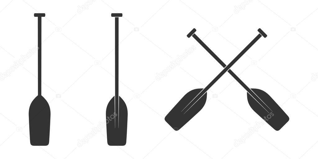 Oars graphic icons set. Oars for the alloy isolated signs on white background. Vector illustration