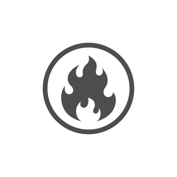 Icono Gráfico Advertencia Fuego Signo Llama Peligrosa Círculo Aislado Sobre — Vector de stock