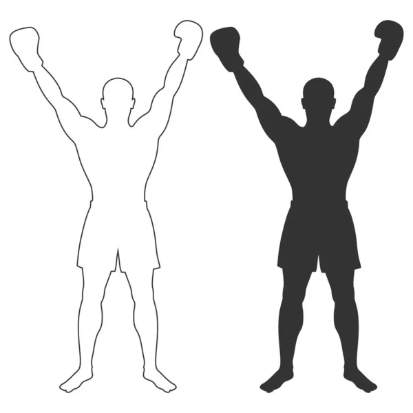 Kämpfer Mann Ikonen Boxer Siegerzeichen Isoliert Auf Weißem Hintergrund Boxsymbole — Stockvektor