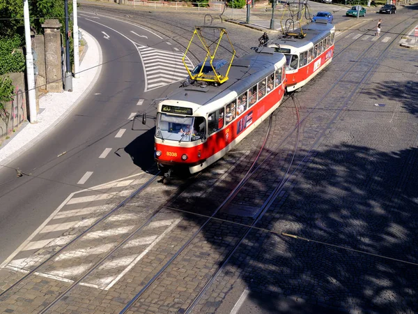 Prag Elektrikli Tramvayla Toplu Taşıma — Stok fotoğraf