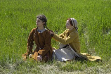 Ukrayna, doğa parkı Beremytskoe, 05.23.2021 yeniden canlandırma festivali 