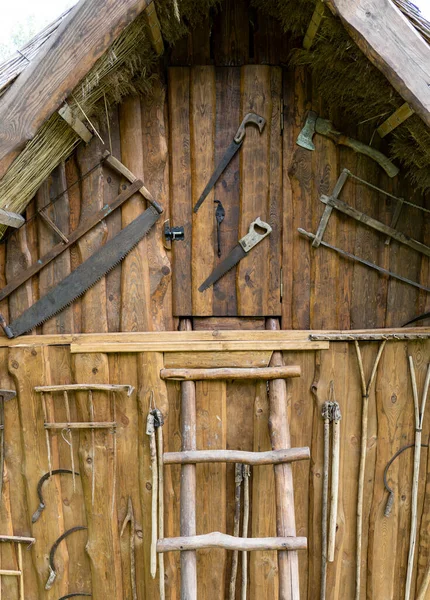 Beautifully Designed Wooden Shed Antique Tools Designed Ecological Recreation — Stock Photo, Image
