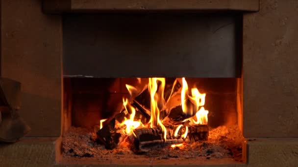 집안에 불을 붙여 놓은 벽난로 — 비디오