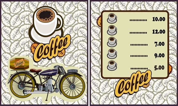 咖啡厅的插图设计元素复古矢量。摩托车 — 图库矢量图片