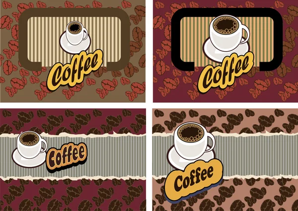 Vector set of business cards on coffee — Stock Vector