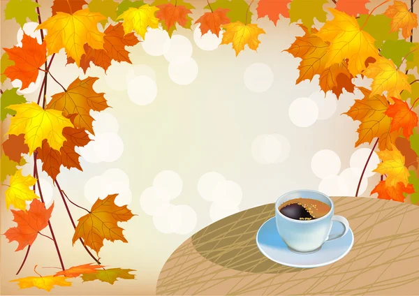 Banner herfst drinken een kopje koffie — Stockvector