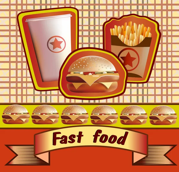 Vintage fastfood achtergrond. — Stockvector