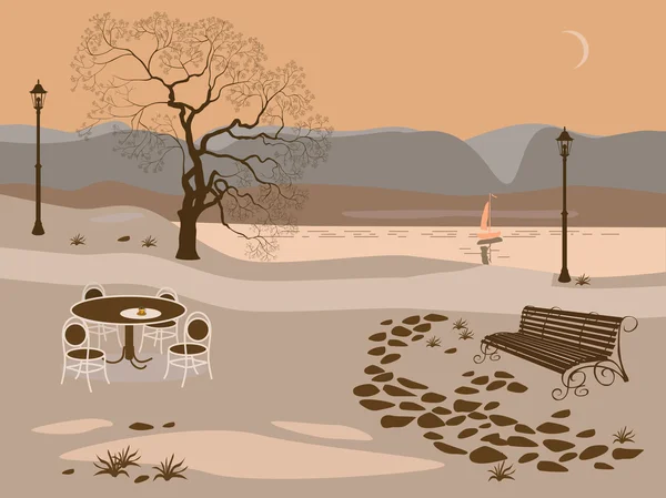 Café. parque — Vector de stock