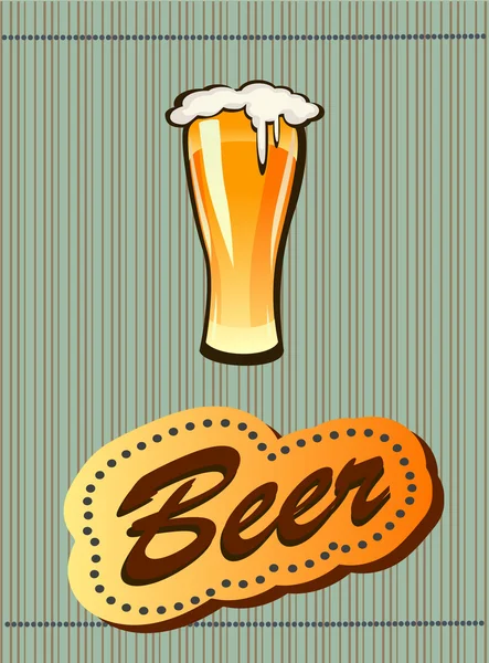 Glass of beer with foam and fish — Stock Vector