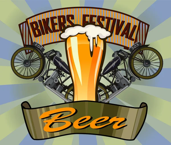 Bikers Festival retro , vector — Stock Vector