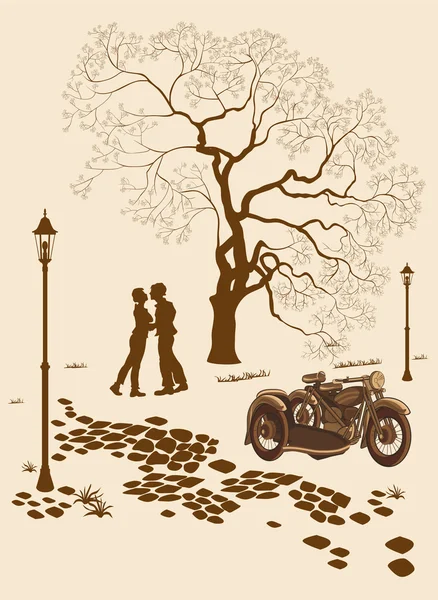 Besar pareja en el parque — Vector de stock