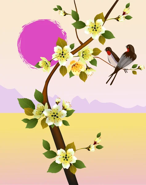 Sakura. Cérémonie du thé.Menu — Image vectorielle