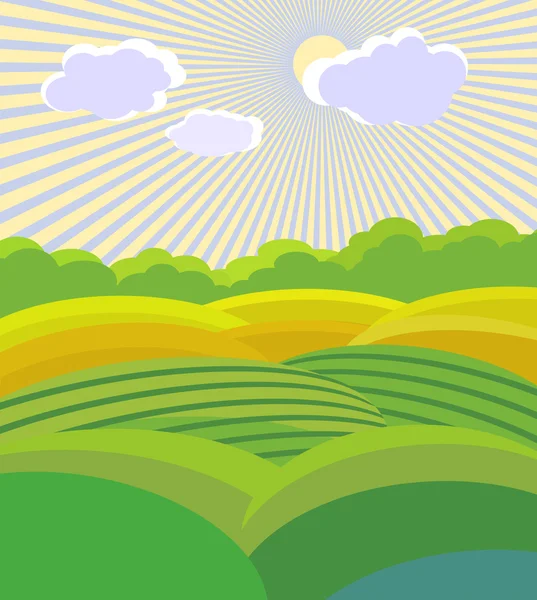 Ilustración vectorial. Paisaje verde — Archivo Imágenes Vectoriales