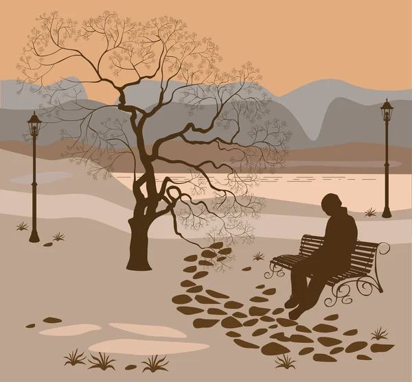 La solitude, une promenade dans le parc — Image vectorielle