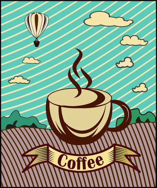 Retro banner met een kopje koffie — Stockvector