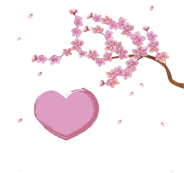 Sakura, primavera, San Valentín . — Vector de stock