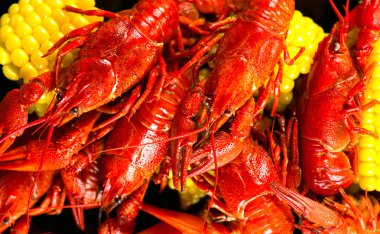 creole style crawfish boil serving clipart