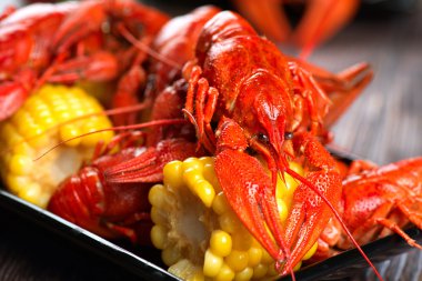  Creole style crawfish boil serving clipart