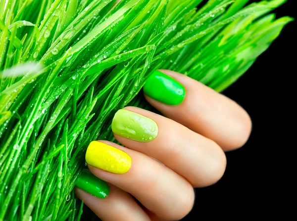 Trendy green nails. — Stock Photo, Image