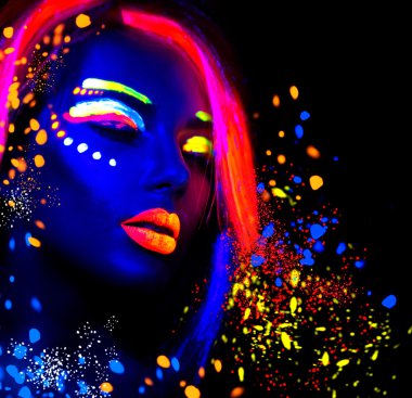 Moda model kadın neon ışık