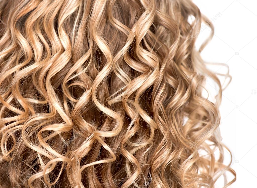 Curly Blonde Permed Hair Curly Blonde Hair Stock Photo