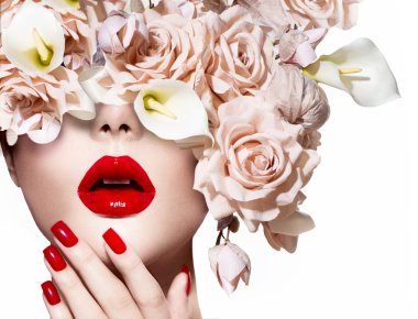 girl face with roses. clipart