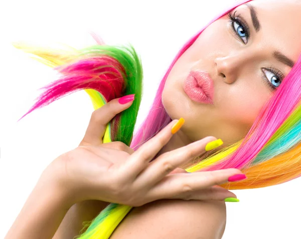 Menina com maquiagem colorida — Fotografia de Stock