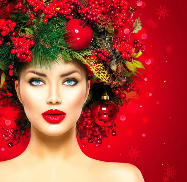 Christmas mode modell kvinnan. — Stockfoto