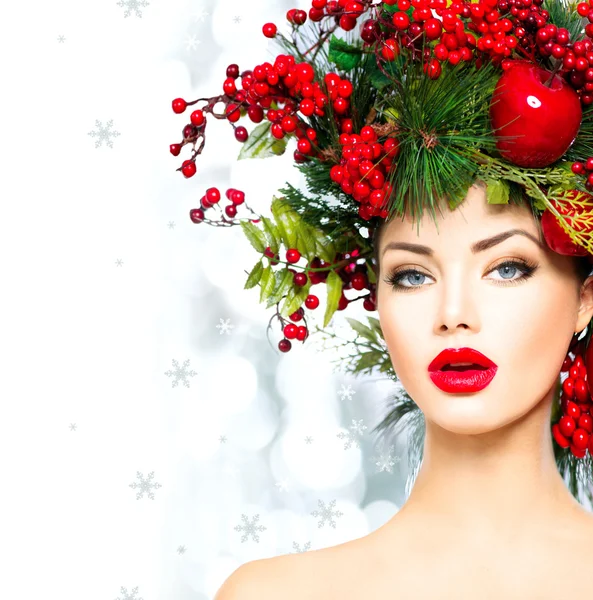Christmas mode modell kvinnan. — Stockfoto