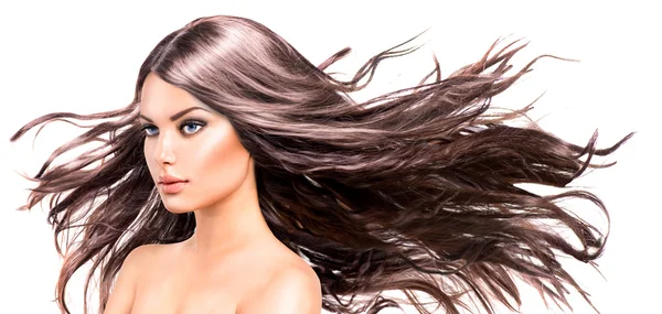 Kvinna med blåser håret — Stockfoto