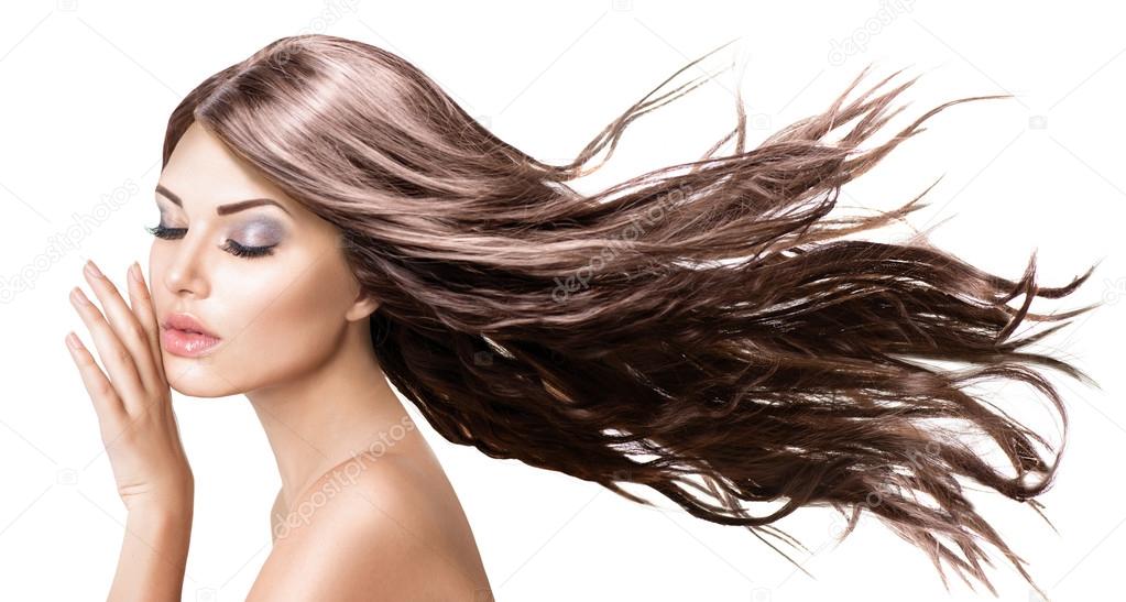 Girl with Long Blowing Hair