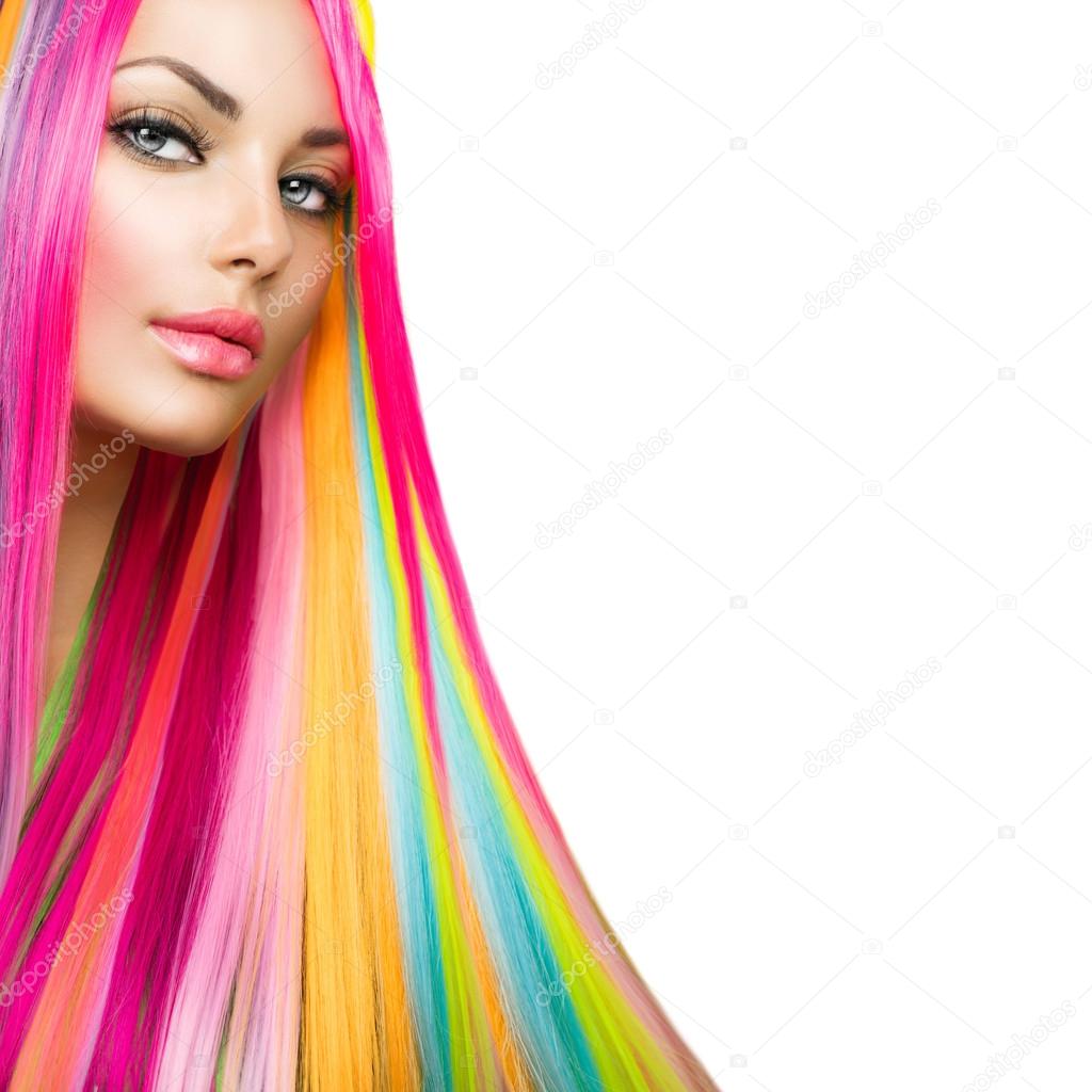 Model Girl with Dyed Hair