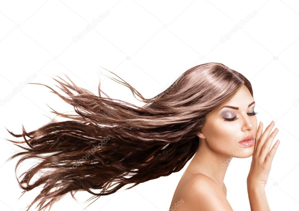 Girl with Long Blowing Hair