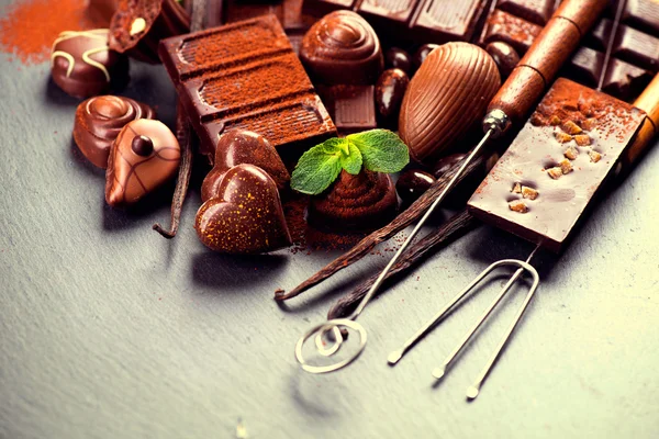 Csokoládé választék édességek — Stock Fotó