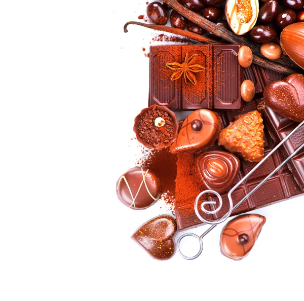 Chocolates border isolated — Stock Photo, Image