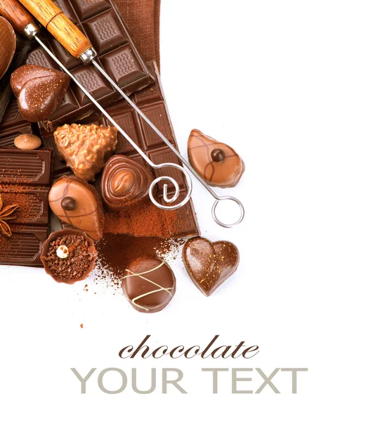 Chocolates border isolated — Stock Photo, Image