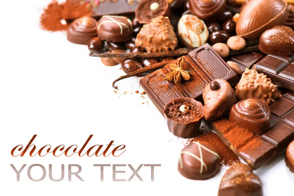 Chocolates border isolated — Stock Photo, Image